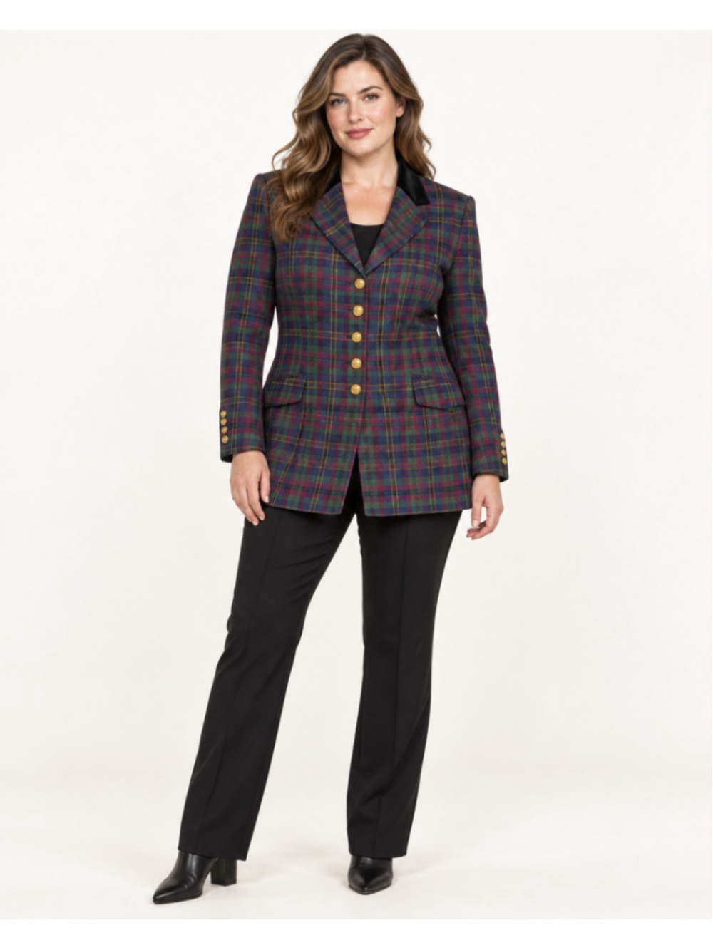 Vintage Lauren Ralph Lauren Wool Tartan Plaid Riding Blazer Size 12 USA